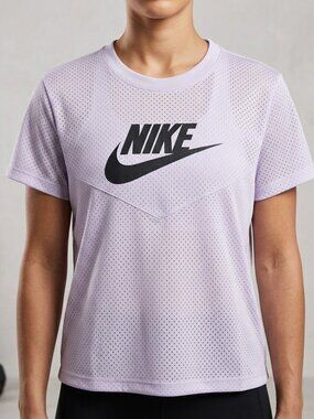 Nike Violet Mesh Short Sleeve Activewear Top Womens Size Large VGUC